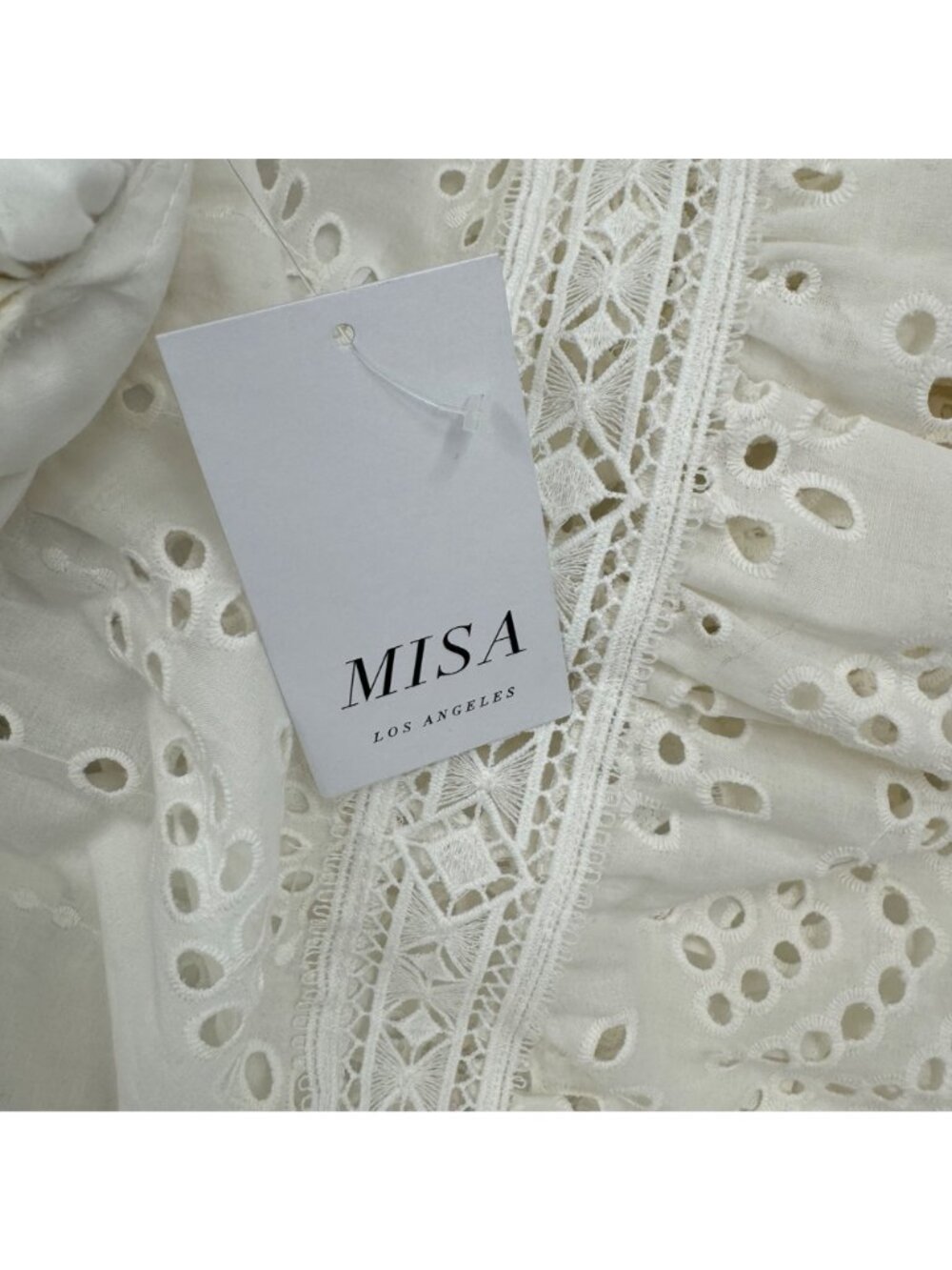 MISA Los Angeles Allegra Women's Allegra White Eyelet Lace Maxi Dress V-Neck Spa - Picture 13 of 16